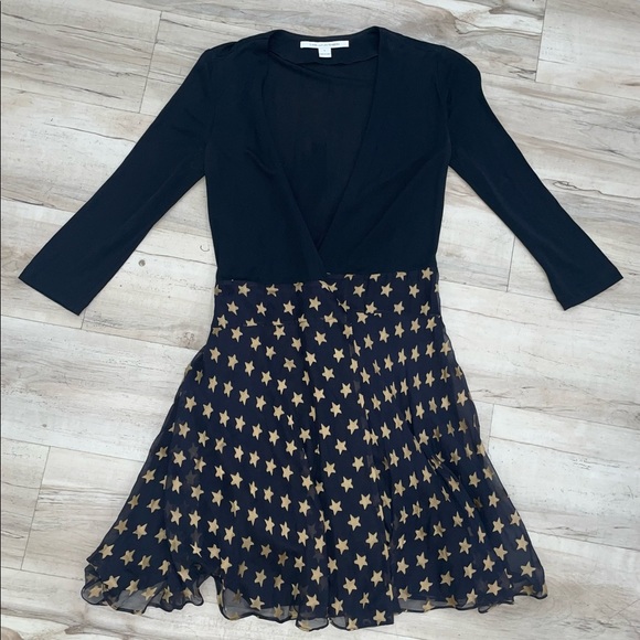 Dress Designer By Diane Von Furstenberg In Black & Cream, Size: 10 main image 1